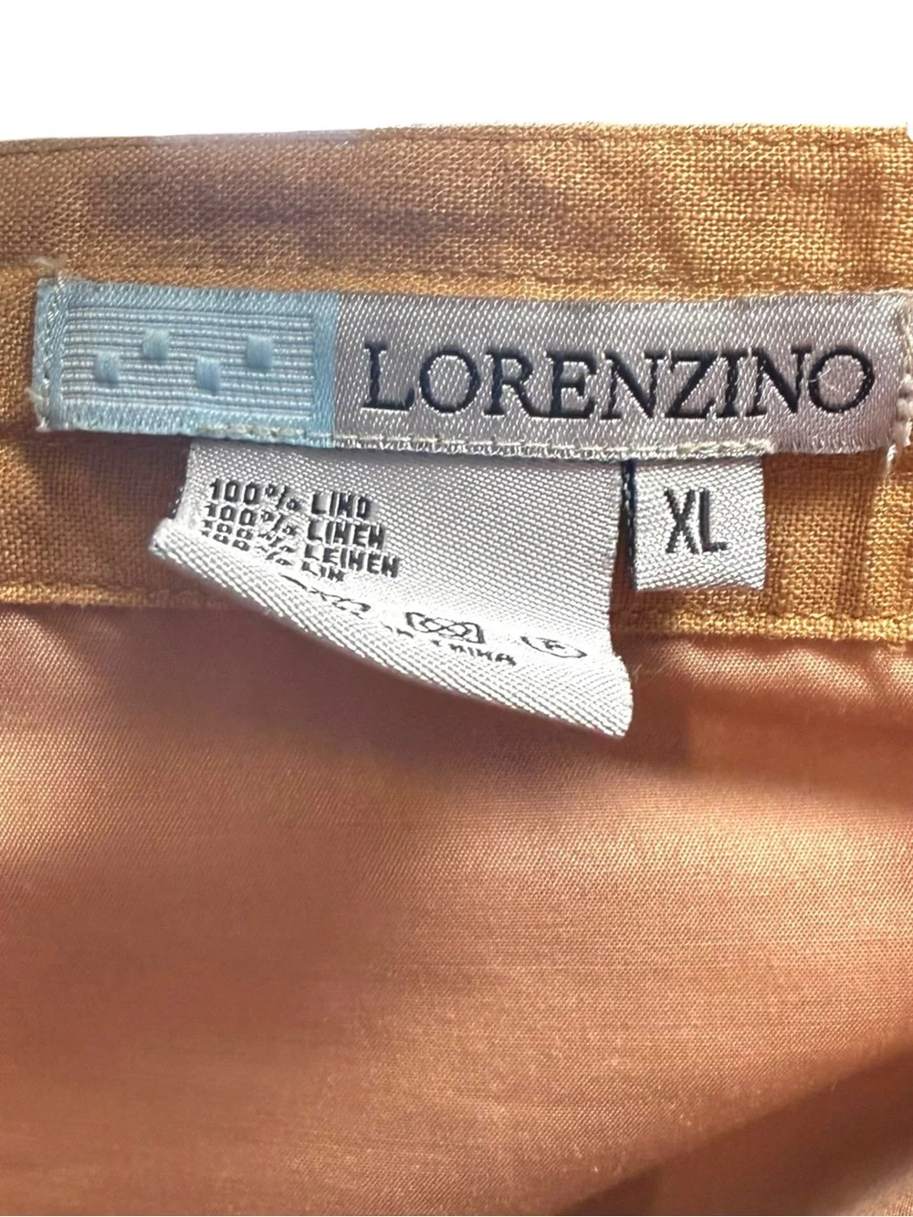 Lorenzino 100% Linen Drawstring Pants Men’s XL Tan